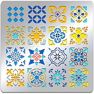 Stainless Steel Cutting Dies Stencils, for DIY Scrapbooking/Photo Album, Decorative Embossing DIY Paper Card, Stainless Steel Color, Floral Pattern, 15.6x15.6cm(DIY-WH0279-020)