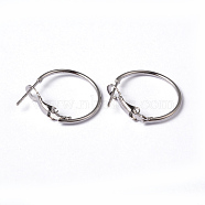 Brass Hoop Earrings, Nickel Free, Platinum, 20x1.2mm(EC259-NF)