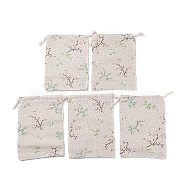 Cotton Packing Pouches Drawstring Bags, with Printed Flower, Colorful, 18x13cm(X-ABAG-S003-07A)