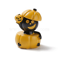 Halloween Theme Mini Resin Home Display Decorations, Pumpkin with Boy, Gold & Black, 29x44mm(DJEW-B005-13)