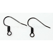 Brass Earring Hooks, with Horizontal Loop, Gunmetal, 15~17.5mm, Hole: 1.5mm(KK-Q367-B)