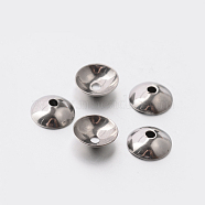 Apetalous 201 Stainless Steel Bead Caps, Stainless Steel Color, 6x2mm, Hole: 0.8mm(X-STAS-E080-03)