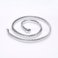 304 Stainless Steel Box Chain Necklaces, with Lobster Claw Clasps, Stainless Steel Color, 17.7 inch(45cm), 1.5mm(NJEW-F226-05P-02)