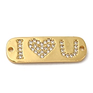 Rack Plating Brass Micro Pave Clear Cubic Zirconia Connector Charms, Rectangle Links, Long-Lasting Plated, Lead Free & Cadmium Free, Real 18K Gold Plated, 9x27x2mm, Hole: 1.5mm(KK-K377-25G)