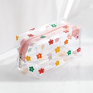 Transparent Flower Pattern Portable PVC Waterpoof Makeup Storage Bag, Multi-functional Travel Wash Bag, BurlyWood, 18x10x10cm(PAAG-PW0012-35)