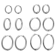6 Pairs 6 Style Small Huggie Hoop Earrings for Girl Women, 202 Stainless Steel Hypoallergenic Cartilage Earrings, with 304 Stainless Steel Pin, Stainless Steel Color, 13~25x14~25x2.5~3mm, Pin: 1mm, 1pair/style(EJEW-SZ0001-51)