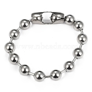304 Stainless Steel Ball Chain Bracelets, Stainless Steel Color, 8-1/2 inch(21.5cm), 10mm(X-BJEW-G618-03P)