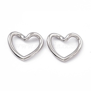 304 Stainless Steel Link Rings, Twisted Heart, Stainless Steel Color, 17x20x2mm, Inner Diameter: 9x15mm(STAS-B031-13P)