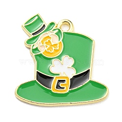 Saint Patrick's Day Alloy Enamel Pendants, Light Gold, Hat, 24x23x1.5mm, Hole: 1.8mm(ENAM-P251-B02-LG)