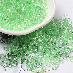Glass Seed Beads, Peanut, Light Green, 5.5~6x3~3.5x3mm, Hole: 1~1.2mm(SEED-K009-08A-11)