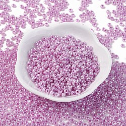 Glass Seed Beads, Ceylon, Round, Medium Orchid, 3mm, Hole: 1mm, about 10000pcs/pound(SEED-A011-3mm-155)