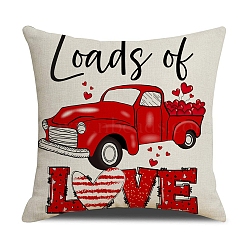 Valentine's Day Burlap Pillow Covers, Square Pillowcase with Zipper, Word Loads of Love, Beige, 450x454x2mm(AJEW-M217-01D)