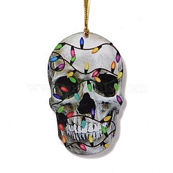 Opaque One-sided Printed Acrylic Big Pendants, for Halloween, Skull, Gainsboro, 550x2mm, Hole: 3.5mm(MACR-D062-01F)