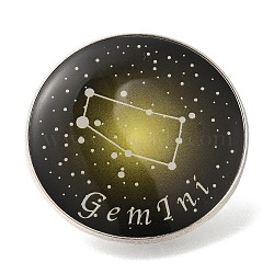 Twelve Constellation Creative Alloy Badges Constellation Brooches, Platinum, Gemini, 31mm(JEWB-S033-01P-C)