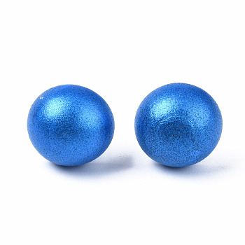 Pearlized Half Round Schima Wood Earrings for Girl Women, Stud Earrings with 316 Surgical Stainless Steel Pins, Dodger Blue, 11x4.5mm, Pin: 0.7mm