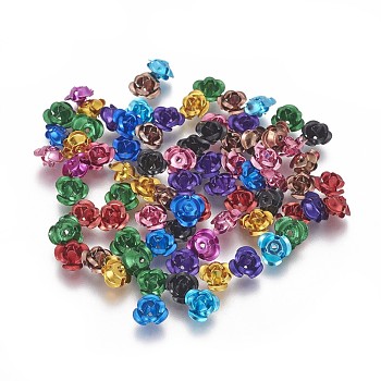 Aluminum Beads, 3-Petal Flower, Mixed Color, 7x4mm, Hole: 0.8mm, about 950pcs/bag