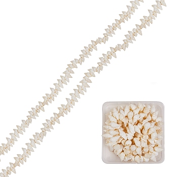 Natural Spiral Shell Beads Strands, White, 18~22x8~12x8~9mm, Hole: 1mm, 15.75 inch(40cm), 2strands/box