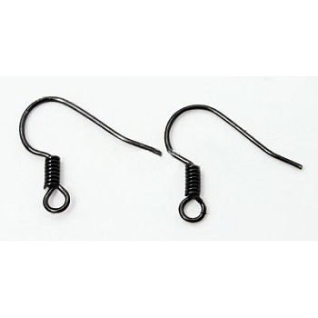 Brass Earring Hooks, with Horizontal Loop, Gunmetal, 15~17.5mm, Hole: 1.5mm