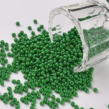11/0 Grade A Baking Paint Glass Seed Beads, Round, Medium Sea Green, 2.3x1.5mm, Hole: 1mm, about 5300pcs/50g
