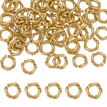 60Pcs Brass Open Jump Rings, Twisted Round, Raw(Unplated), 13 Gauge, 8x1.8mm, Inner Diameter: 4.4mm