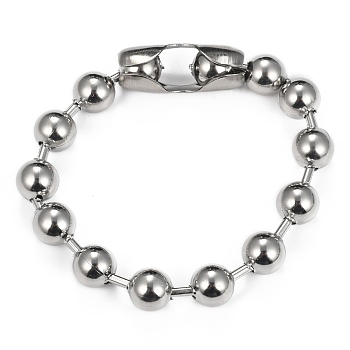 304 Stainless Steel Ball Chain Bracelets, Stainless Steel Color, 8-1/2 inch(21.5cm), 10mm
