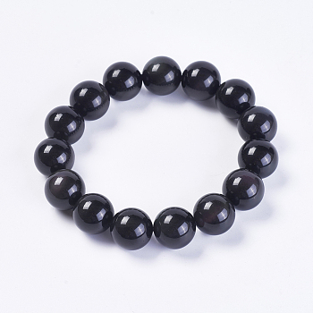 Natural Rainbow Obsidian Stretch Bracelets, Round, 2-1/4 inch(58mm)