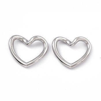 304 Stainless Steel Link Rings, Twisted Heart, Stainless Steel Color, 17x20x2mm, Inner Diameter: 9x15mm