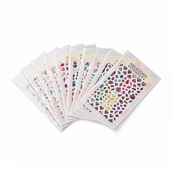 Laser Nail Art Stickers Decals, Self-Adhesive, for Nail Tips Decorations, Mixed Patterns, 10.5x7cm