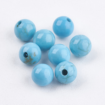 Natural Magnesite Beads, Dyed & Heated, Round, 4mm, Half Hole: 1mm