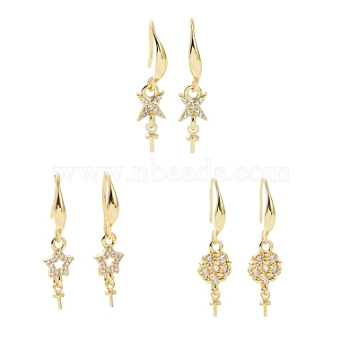 Platinum & Golden Clear Brass+Cubic Zirconia Earring Hooks