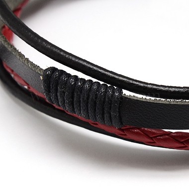 branchées de style casual unisexe multi-brins de cire et de bracelets en cuir de la moelle(X-BJEW-L295-M)-3