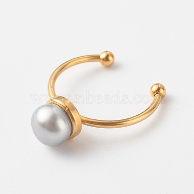Shell Pearl Round Beads Cuff Rings(RJEW-JR00375)-6