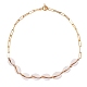 Collier pendentif en perles de cauris naturelles avec chaînes à trombones pour femmes(NJEW-SW00008)-1