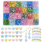 960Pcs Frosted Transparent Acrylic Beads, with Gold Foil & Glitter Beads, Mixed Shapes, Mixed Color, 7.5~9x10x3.5~5.5mm, Hole: 1.5~1.6mm(OACR-PH0004-73)