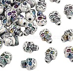 50Pcs Plating Acrylic Beads, AB Color Plated, Skull, White, 23x17x15mm, Hole: 3.8mm(PACR-YW0001-36)