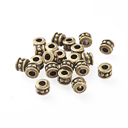 Tibetan Style Alloy Beads, Lead Free & Nickel Free & Cadmium Free, Column, Antique Bronze Color, 6x4.5mm, Hole: 2.5mm(MLF0031Y-NF)