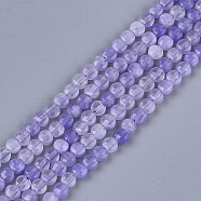 Natural White Jade Beads Strands, Faceted, Dyed, Flat Round, 4~4.5x2.5~3mm, Hole: 0.8mm, about 88~89pcs/strand, 14.9 inch~15.1 inch(G-S354-35)