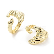 Brass Open Cuff Rings for Women, Whale Tail, Real 18K Gold Plated, Inner Diameter: 18mm(RJEW-D016-03G)