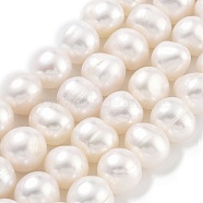 Natural Cultured Freshwater Pearl Beads Strands, Potato, Floral White, 9~10mm, Hole: 0.6mm, about 19~20pcs/strand, 6.10~6.50 (15.5~16.5cm)(PEAR-C003-19A)