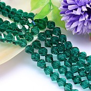 Faceted Polyhedron Imitation Austrian Crystal Bead Strands, Grade AAA, Teal, 10mm, Hole: 0.9~1mm, about 40pcs/strand, 15.7 inch(G-M183-10mm-24A)