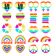 20Pcs 10 Style Pride Style & Rainbow Color Printed Acrylic Pendants, Mixed Shape, Mixed Patterns, 24~38x27~40x2~2.5mm, Hole: 1.5~1.6mm, 2pcs/style(SACR-SC0001-23)