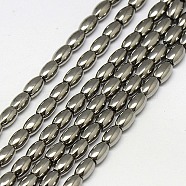 Electroplate Non-magnetic Synthetic Hematite Beads Strands, Rice, Grade A, Silver Plated, 6x4mm, Hole: 1mm, about 65pcs/strand, 16 inch(G-J168-6x4mm-01)