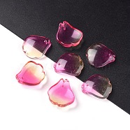 Baking Paint Glass Beads, Petal, Two Tone, Fuchsia, 15.5x14.5x4mm, Hole: 1mm(EGLA-I011-01F)