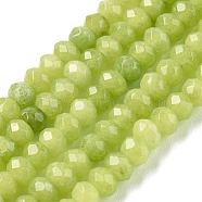 Dyed Natural Malaysia Jade Rondelle Beads Strands, Faceted, Green Yellow, 4x2~3mm, Hole: 1mm, about 115pcs/strand, 14 inch(G-E316-2x4mm-41)