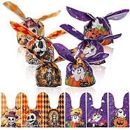 60Pcs 2 Styles Rabbit Shaped Halloween Candy Plastic Bags, Printed Candy Gift Bags, Mixed Color, 21.5~22.5x13.6x0.01cm, 30pcs/style(ABAG-FS0001-06)