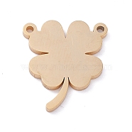 PVD Vacuum Plating 304 Stainless Steel Pendants, Four Leaf Clover, Golden, 14.5x12.5x1mm, Hole: 1mm(STAS-A053-05G)