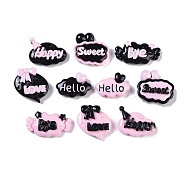 Opaque Resin Cabochons, Word, Pearl Pink, 13.5~20.5x19.5~27x5.5~7.5mm(RESI-H162-13)