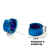 Fashionable Titanium Steel Mirror Polished Hoop Earrings for Hip-hop Street Style, Blue, 13x3mm(WQ4489-10)