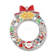 Christmas Theme Opaque Printed Acrylic Pendants, Christmas Wreath, 40.5x32.5x2.5mm, Hole: 1.5mm(SACR-Z005-07C)