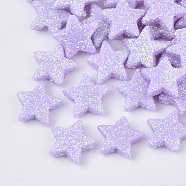 Opaque Acrylic Beads, with Glitter Powder, Star, Medium Purple, 13.5x14.5x4mm, Hole: 1.6mm(MACR-T033-05C)